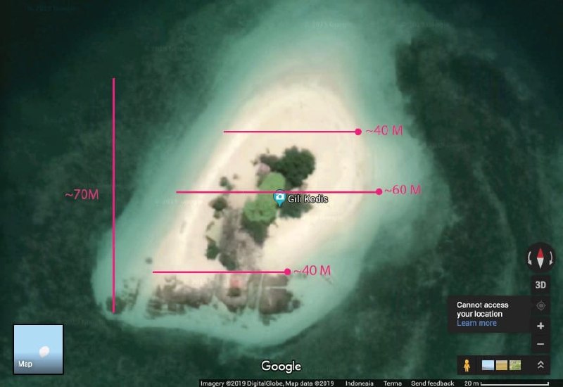 Satellite of Gili Kedis with dimensions